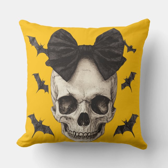 🦇 Gotisches Schädel mit Knoten Kissen (Vorderseite)