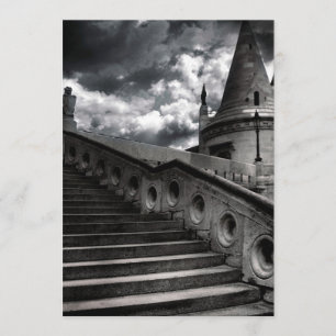 Gotisches Schloss-Schwarzweiss-Halloween-Party Einladung