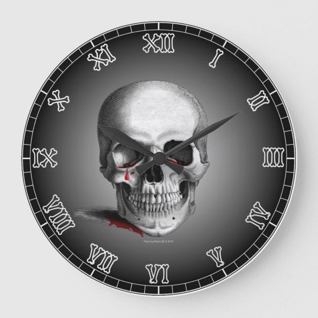 Gotisches schreiendes Schädel-Horror-Blut zerreißt Große Wanduhr (Vorderseite)