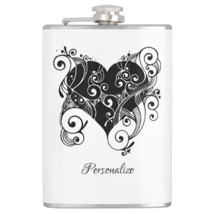 Gotisches Schwarzes Herz Tattoo Art Design Persona Flachmann
