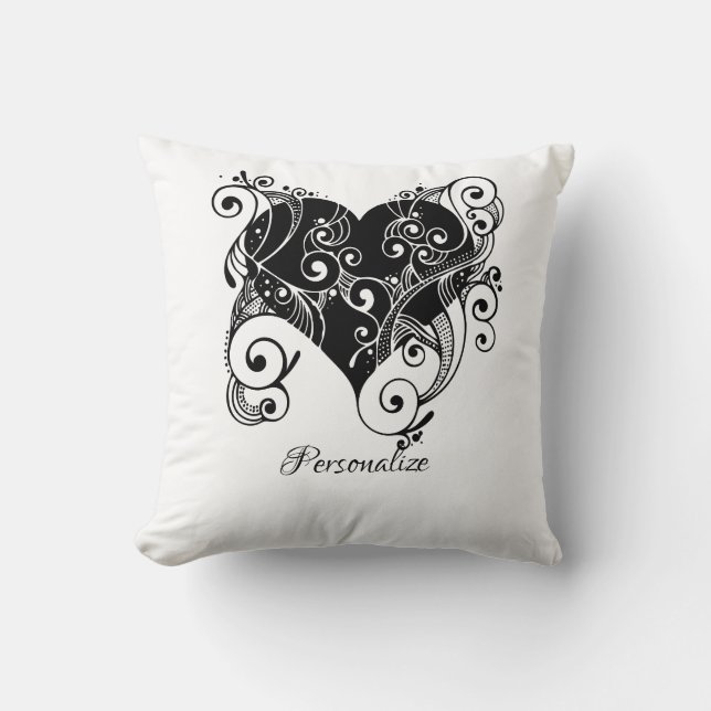 Gotisches Schwarzes Herz Tattoo Art Design Persona Kissen (Vorderseite)