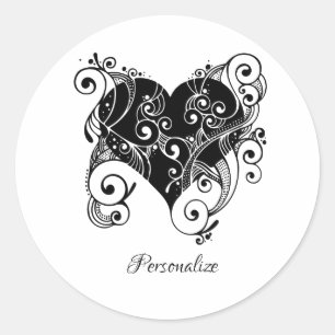 Gotisches Schwarzes Herz Tattoo Art Design Persona Runder Aufkleber