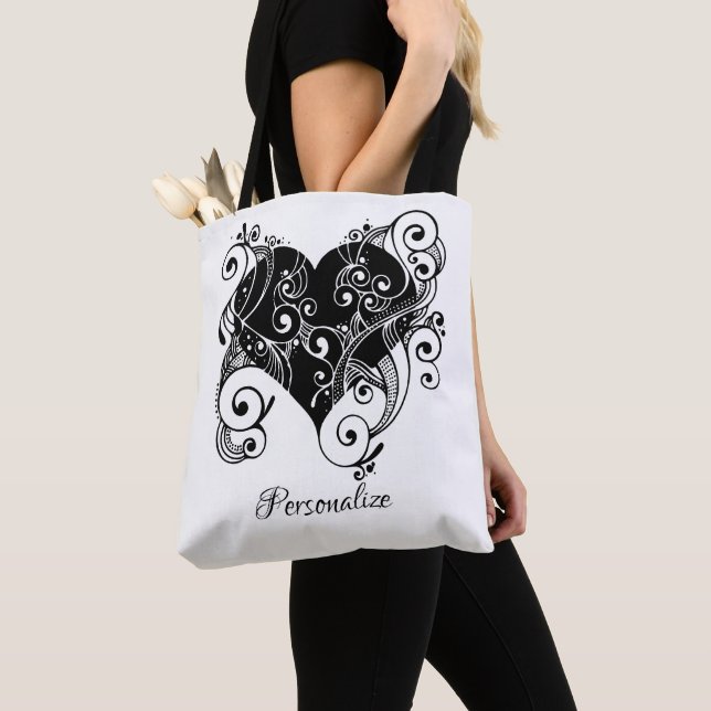 Gotisches Schwarzes Herz Tattoo Art Design Persona Tasche (Von Nahem)