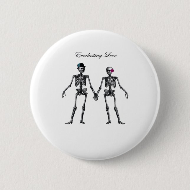 Gotisches Skeleton Couple (Old Pink) Classic Button (Vorderseite)