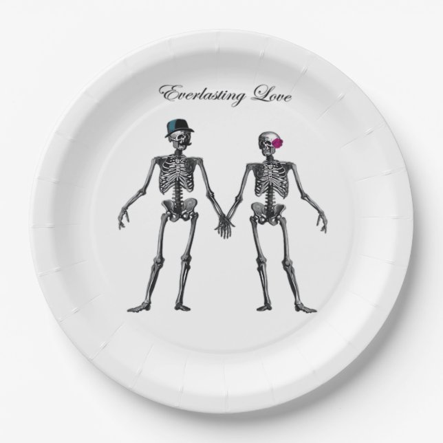Gotisches Skeleton Couple (Old Pink) Classic Pappteller (Vorderseite)