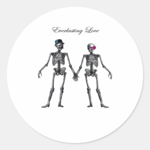 Gotisches Skeleton Couple (Old Pink) Classic Runder Aufkleber