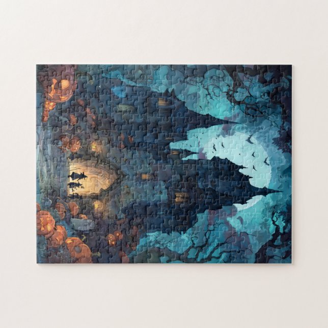 Gotisches Spuk Schloss Halloween Puzzle (Horizontal)