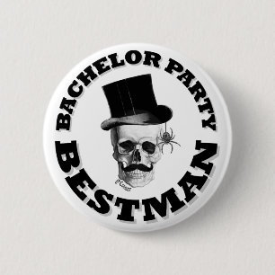 Gotisches steampunk Schädel-Junggeselle-Party Button