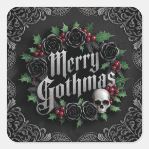 Gotisches Viktorianisches Weihnachtsdesign - Dunkl Quadratischer Aufkleber