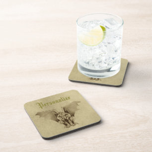 Gotisches Wasserspeier-Pergament-Untersetzer-Set Untersetzer