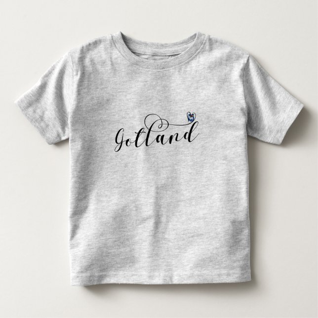 Gotland Flag Heftskriptdesign, Schweden Kleinkind T-shirt (Vorderseite)