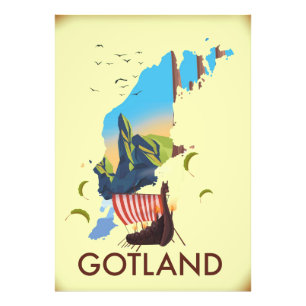 Gotland Ostsee Wanderkarte Fotodruck