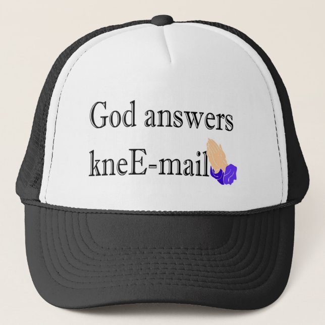 Gott beantwortet Kniepost religiöses Geschenk Truckerkappe (Vorderseite)