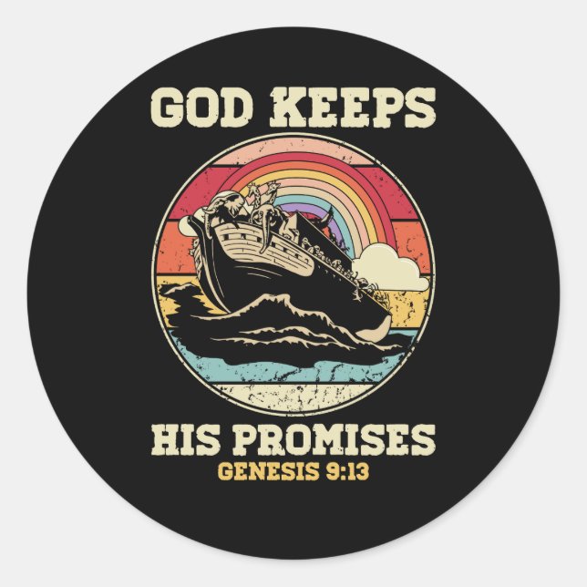 Gott Behalte seine Versprechen Genesis 9 13 Regenb Runder Aufkleber (Vorderseite)