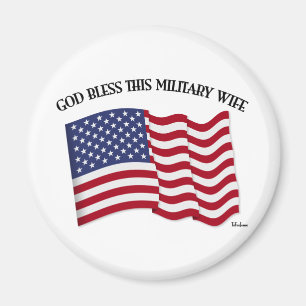 GOTT BLESS DIESE MILITÄRISCHE EHEFRAU mit US-Flagg Magnet