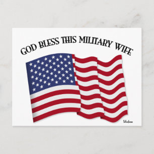 GOTT BLESS DIESE MILITÄRISCHE EHEFRAU mit US-Flagg Postkarte