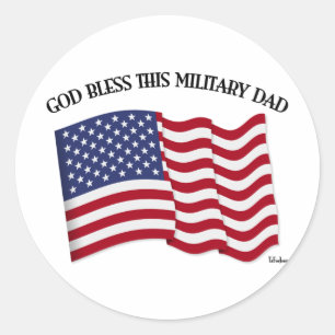 GOTT BLESS DIESEN MILITÄRISCHEN VATER MIT US-Flagg Runder Aufkleber