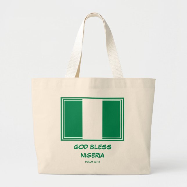 GOTT BLESS NIGERIA |Patriotisch | Nigerianische Fl Jumbo Stoffbeutel (Vorne)