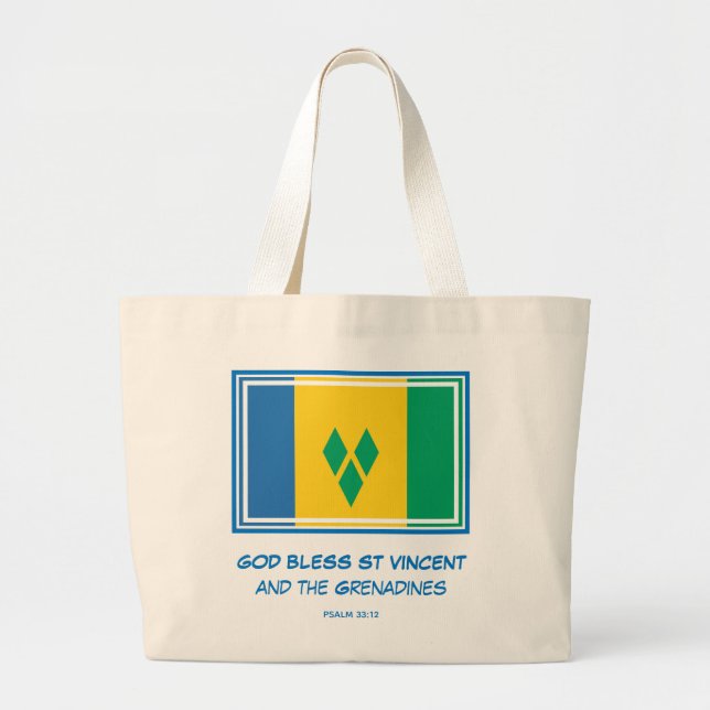 GOTT BLESS ST VINCENT GRENADINS Patriotische Flagg Jumbo Stoffbeutel (Vorne)