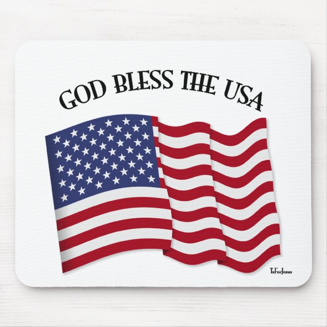 GOTT BLESS THE USA mit US-Flagge Mousepad (Vorne)