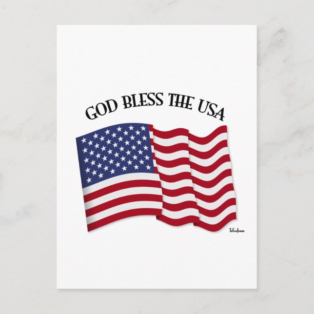 GOTT BLESS THE USA mit US-Flagge Postkarte (Vorderseite)