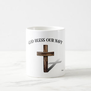 GOTT BLESS UNSERE NAVY mit robustem Kreuz Kaffeetasse