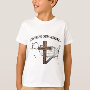 GOTT BLESS UNSERE RESERVEN, robustes Kreuz & US-Ko T-Shirt