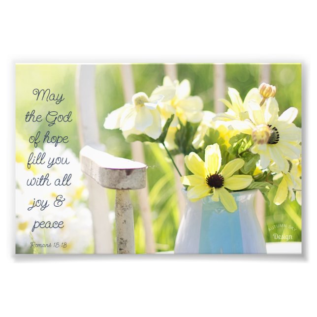 Gott der Hoffnung Zitat gelbe Blumenfotografie Fotodruck (Vorne)