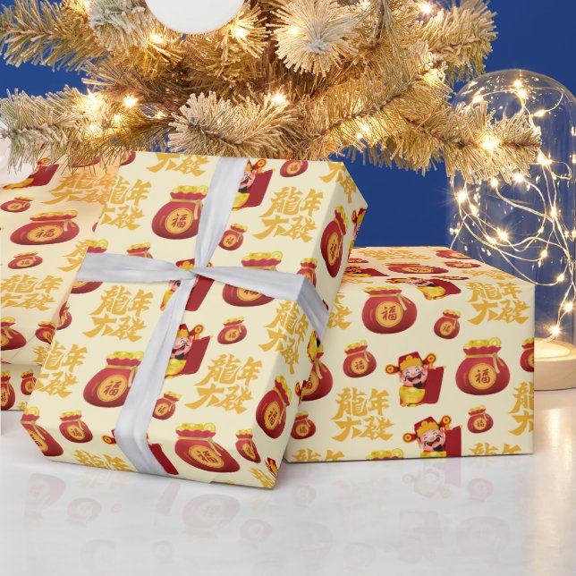 Gott des Reichtums Beutel Gold Chinesisches Neujah Geschenkpapier (Feiertage)