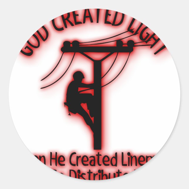 Gott erschaffen Licht - Funny Bible, Lineman Desig Runder Aufkleber (Vorderseite)