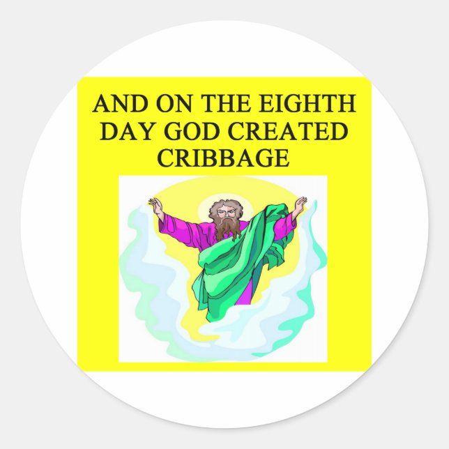 Gott erschuf Cribbbage Runder Aufkleber (Vorderseite)