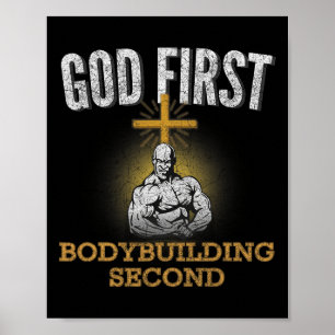 Gott Erste Bodybuilding Zweiter Christlicher Gym W Poster