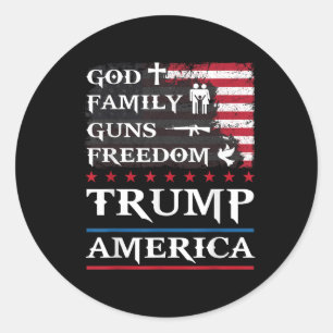 Gott Familie Gewehre & amp; Freiheit Trump Amerika Runder Aufkleber