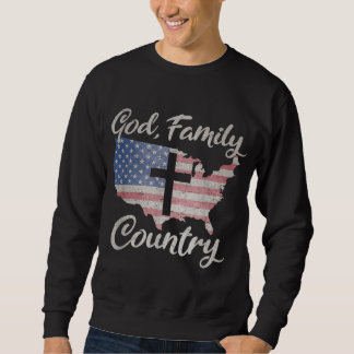 GOTT FAMILIE LAND Christliches Kreuz Vintage USA A Sweatshirt