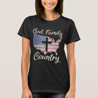 GOTT FAMILIE LAND Christliches Kreuz Vintage USA A T-Shirt