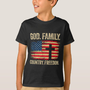 Gott Familie Land Dom Usa Flagge Kreuz T-Shirt
