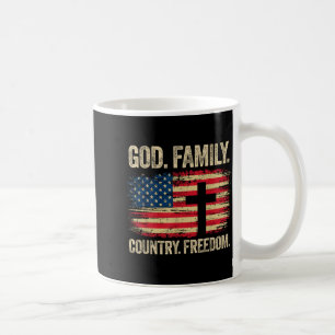 Gott Familie Land Freiheit USA-Flagge Kreuz Kaffeetasse