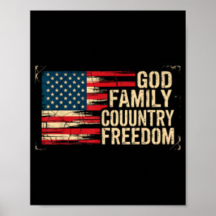 Gott Familie Land Freiheit USA-Flagge Poster