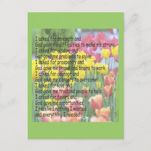 Gott gab mir Kraft Postkarte (Vorderseite)