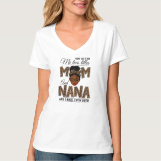 Gott gab mir zwei Titel Mama Nana Leopard Black T-Shirt