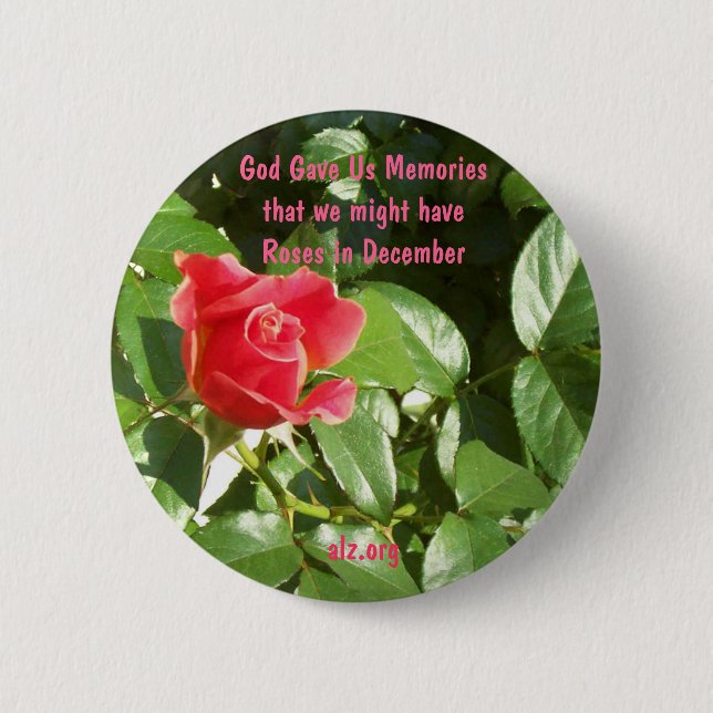 Gott gab uns Rosen Alzheimer Knopf Button (Vorderseite)