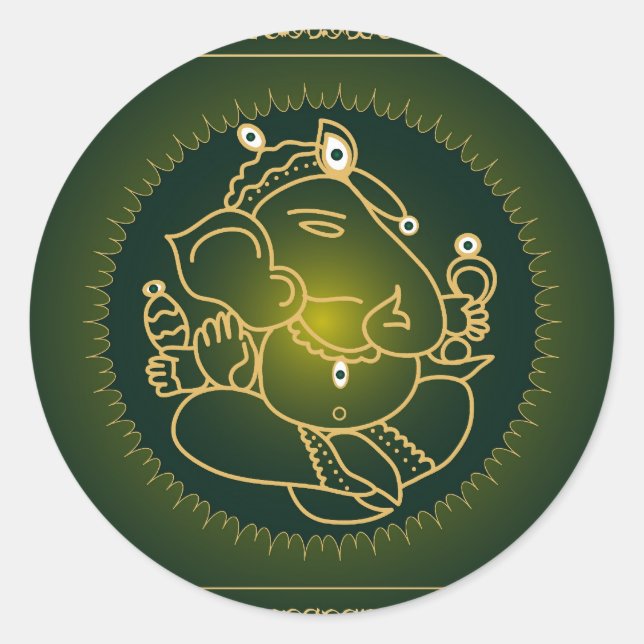 Gott Ganesha auf grün - Aufkleber (Vorderseite)
