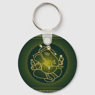 Gott Ganesha auf Grün - Schlüsselanhänger