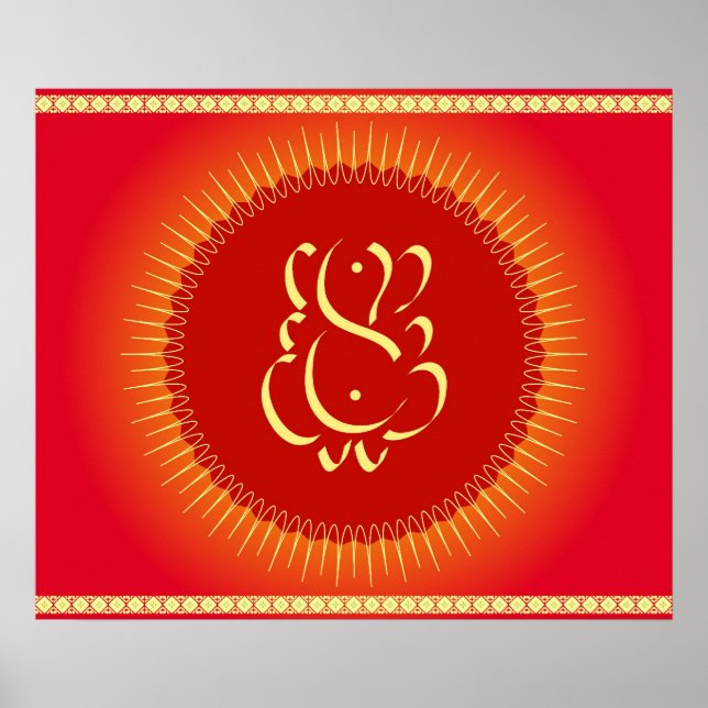 Gott Ganesha mit Sonnenstrahlen Poster (Vorne)