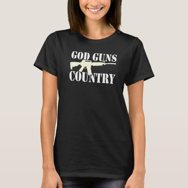Gott Gewehre Land mit der US-amerikanischen Flagge T-Shirt (Vorderseite)