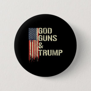 Gott Gewehre und Trump I 2. Änderung Trump-Flagge Button