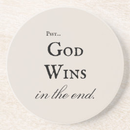 Gott gewinnt Elegantes Inspirationskript Greige Getränkeuntersetzer
