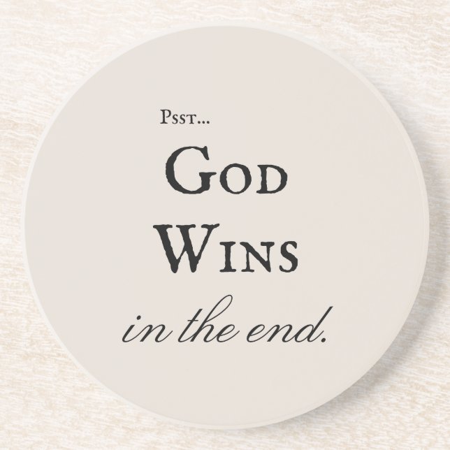Gott gewinnt Elegantes Inspirationskript Greige Getränkeuntersetzer (Vorne)