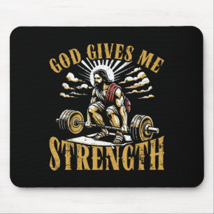 Gott gibt mir Kraft Christliches Gym-Workout Motiv Mousepad