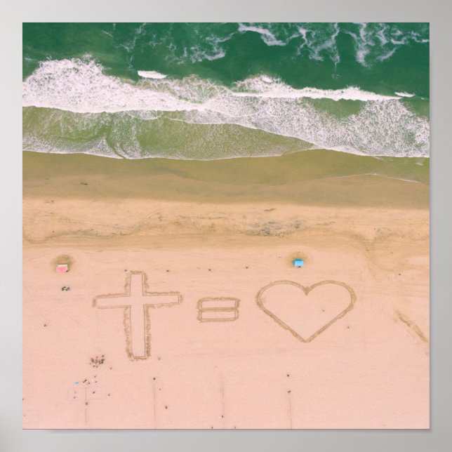 Gott gleicht LIEBE, Jesus ist Liebe, Strandkreuz Poster (Vorne)